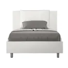 Lit 120x200 cm avec tête de lit et coussins en similicuir, fabriqué en Italie - Olimpiadi Viadurini