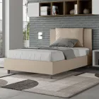 Lit 120x200 cm avec tête de lit et coussins en similicuir, fabriqué en Italie - Olimpiadi Viadurini