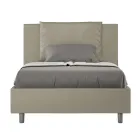 Lit 120x200 cm avec tête de lit et coussins en similicuir, fabriqué en Italie - Olimpiadi Viadurini