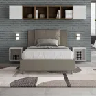 Lit 120x200 cm avec tête de lit et coussins en similicuir, fabriqué en Italie - Olimpiadi Viadurini