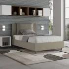 Lit 120x200 cm avec tête de lit et coussins en similicuir, fabriqué en Italie - Olimpiadi Viadurini