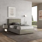 Lit 140 x 200 cm avec tête de lit rectangulaire en similicuir, fabriqué en Italie - Brina Viadurini