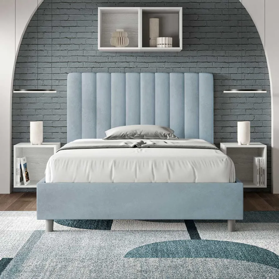 Lit en microfibre 140 x 200 cm à rayures verticales symétriques, fabriqué en Italie - Glove Viadurini