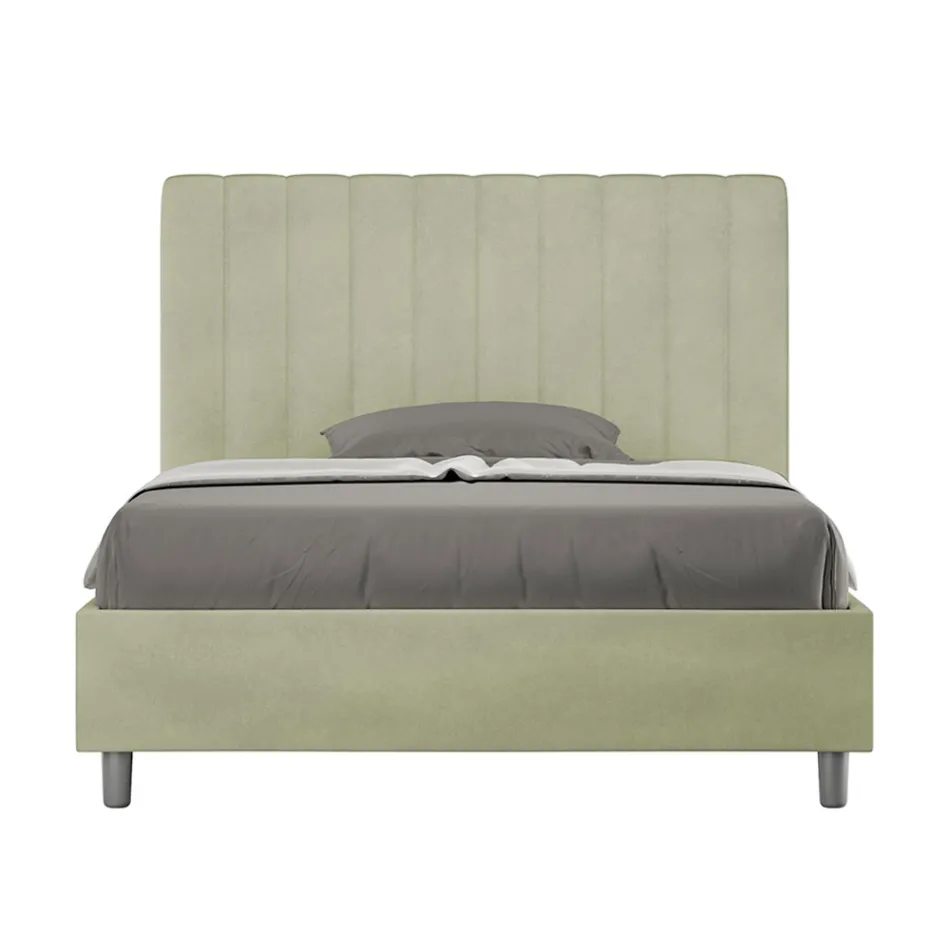 Lit en microfibre 140 x 200 cm à rayures verticales symétriques, fabriqué en Italie - Glove Viadurini