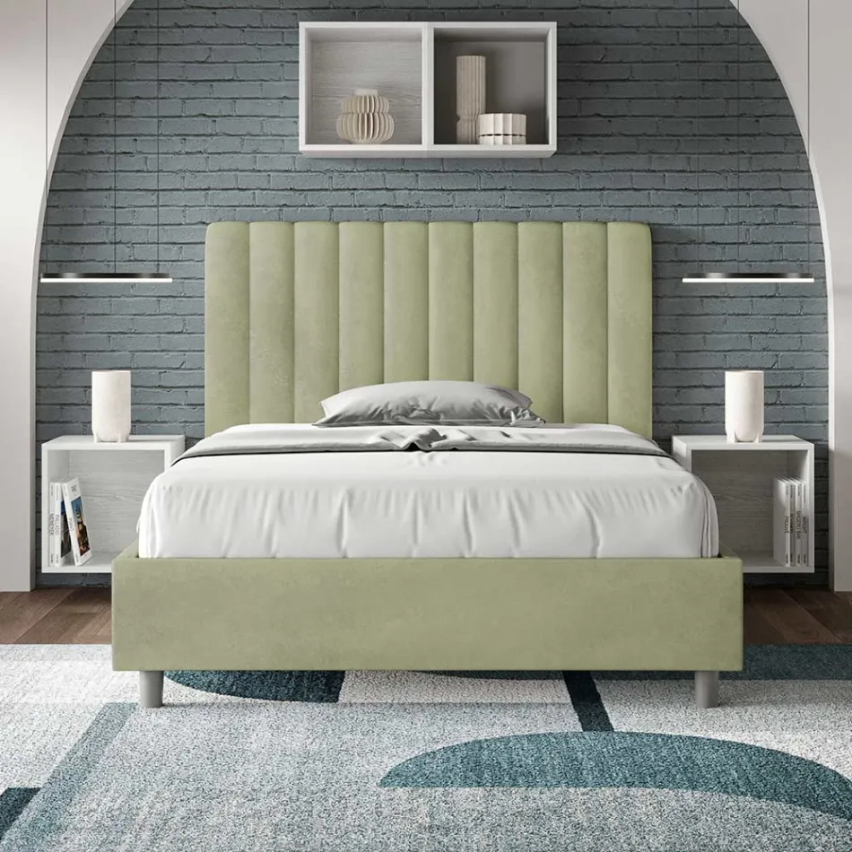 Lit en microfibre 140 x 200 cm à rayures verticales symétriques, fabriqué en Italie - Glove Viadurini