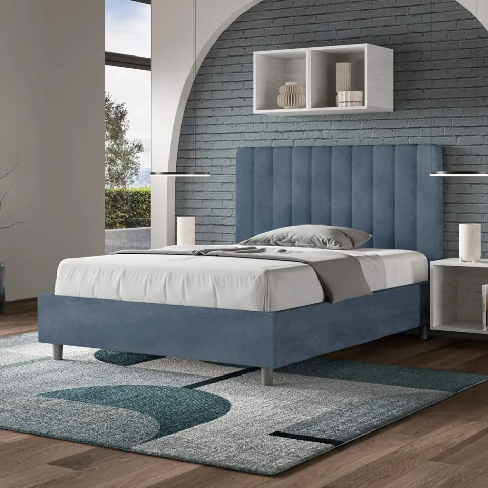 Lit en microfibre 140 x 200 cm à rayures verticales symétriques, fabriqué en Italie - Glove Viadurini