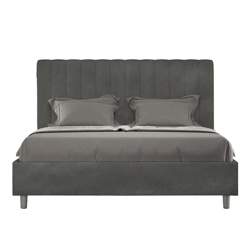 Lit en microfibre 160 x 200 cm à rayures verticales symétriques, fabriqué en Italie - Glove Viadurini