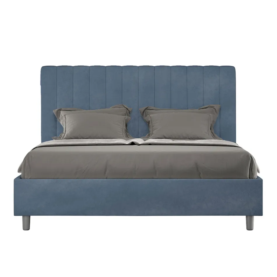 Lit en microfibre 160 x 200 cm à rayures verticales symétriques, fabriqué en Italie - Glove Viadurini