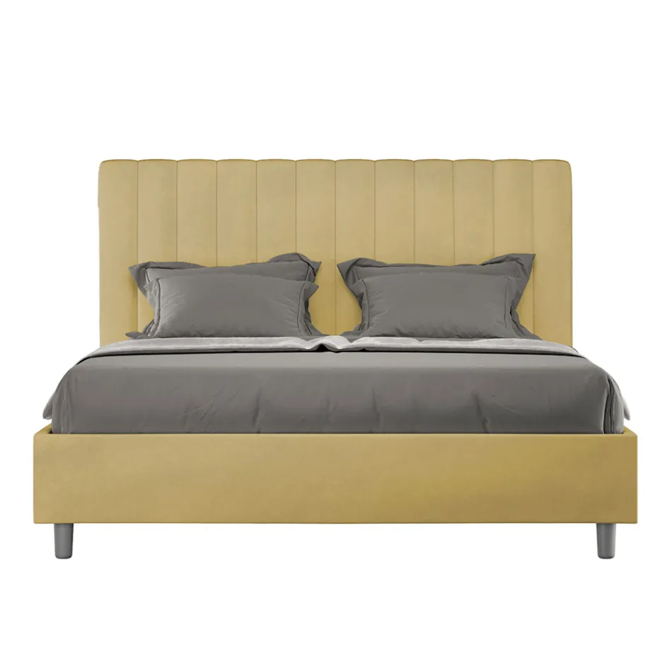 Lit en microfibre 160 x 200 cm à rayures verticales symétriques, fabriqué en Italie - Glove Viadurini