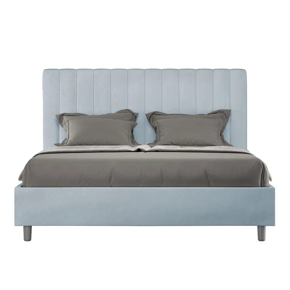 Lit en microfibre 160 x 200 cm à rayures verticales symétriques, fabriqué en Italie - Glove Viadurini