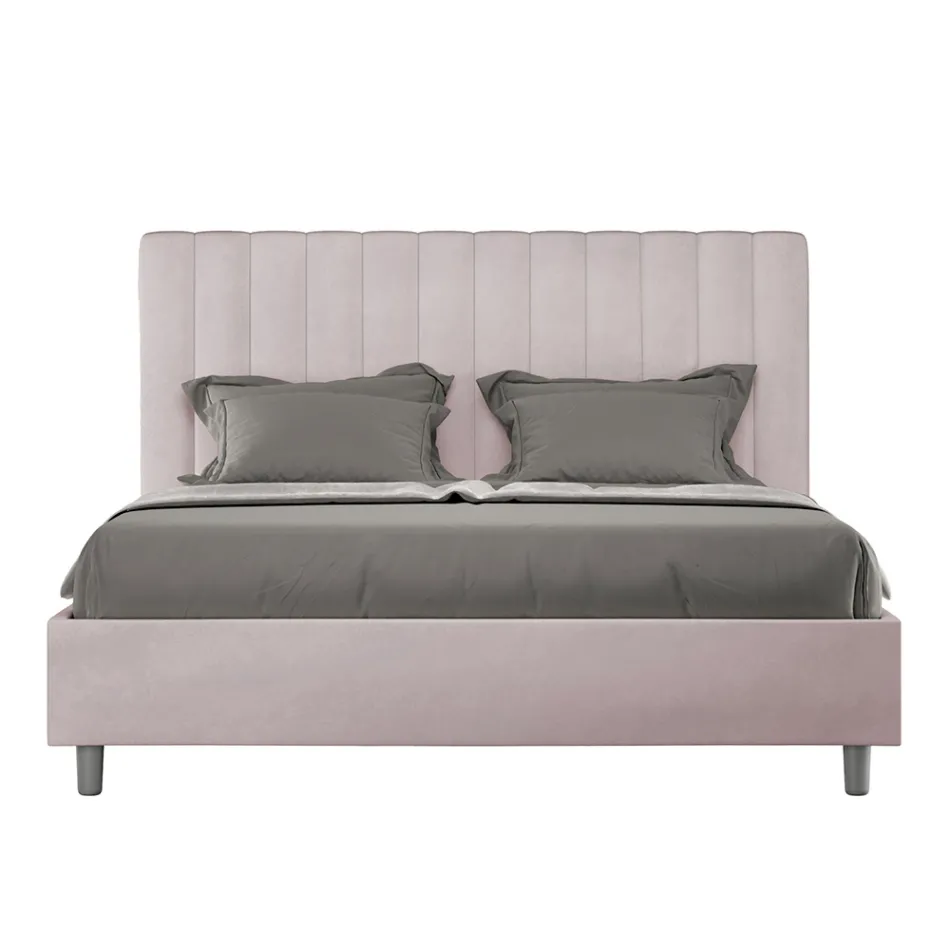 Lit en microfibre 160 x 200 cm à rayures verticales symétriques, fabriqué en Italie - Glove Viadurini