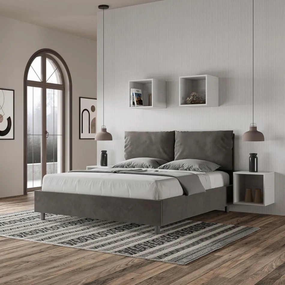 Tête de lit 160x200 cm avec coussins en microfibre, fabriquée en Italie - Olympics Viadurini