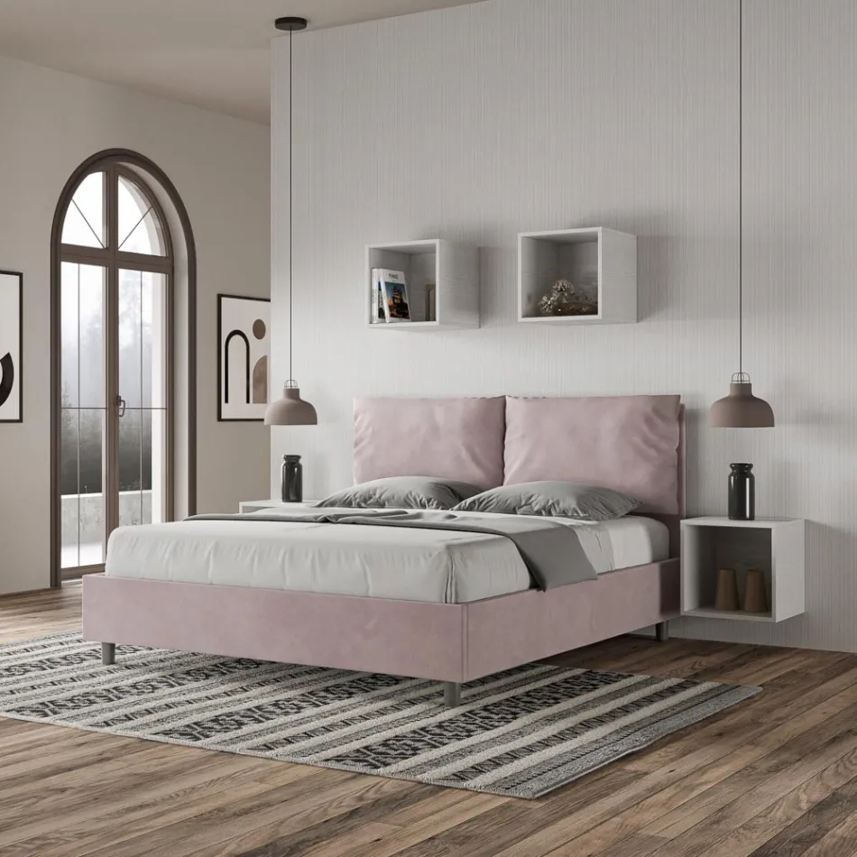 Tête de lit 160x200 cm avec coussins en microfibre, fabriquée en Italie - Olympics Viadurini