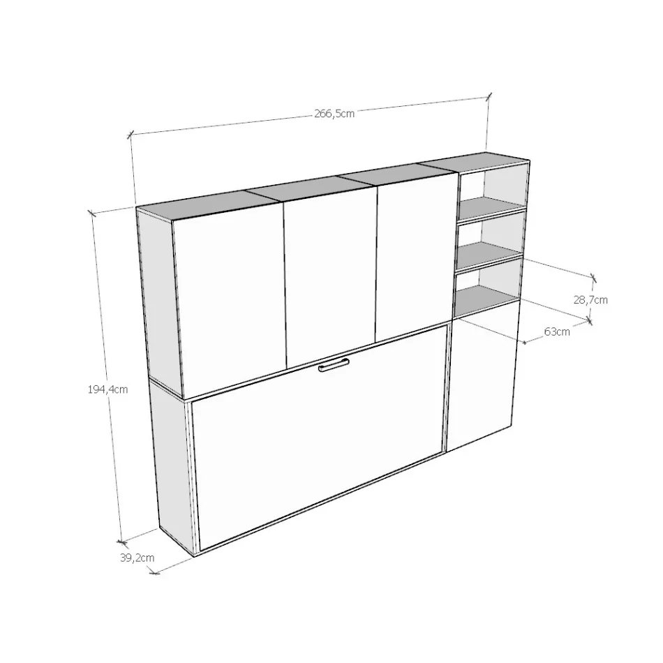 Lit escamotable simple aux compositions variées - Collaboratif Viadurini