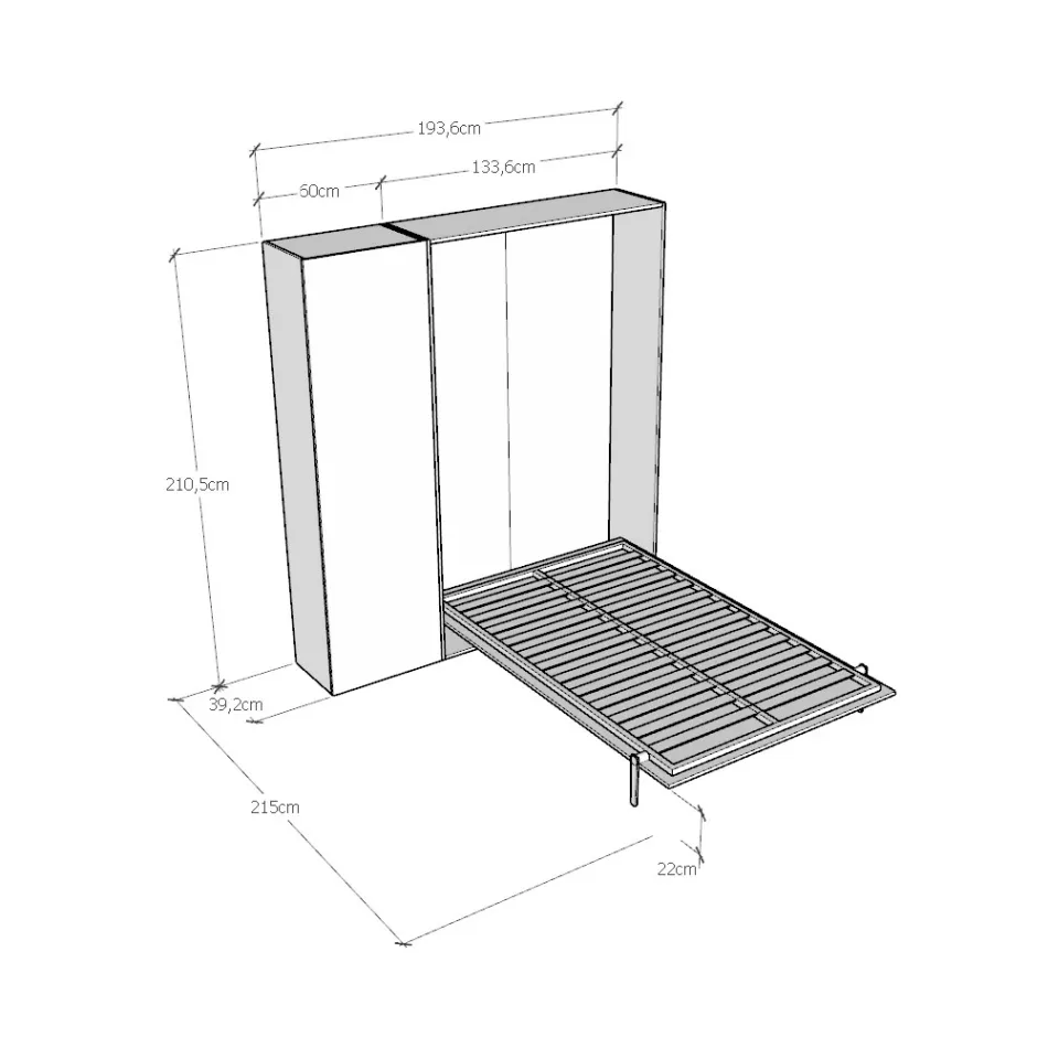Lit Queen Size avec escamotable vertical et colonne - Magicompare Viadurini