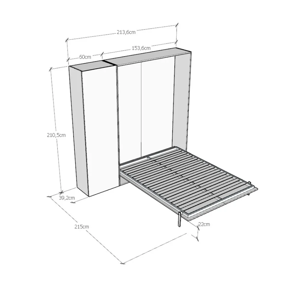 Lit français escamotable vertical avec colonne - Magicompare Viadurini