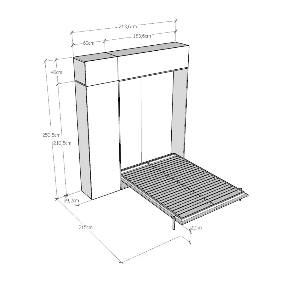 Lit français escamotable vertical avec unité murale et colonne - Magicompare Viadurini