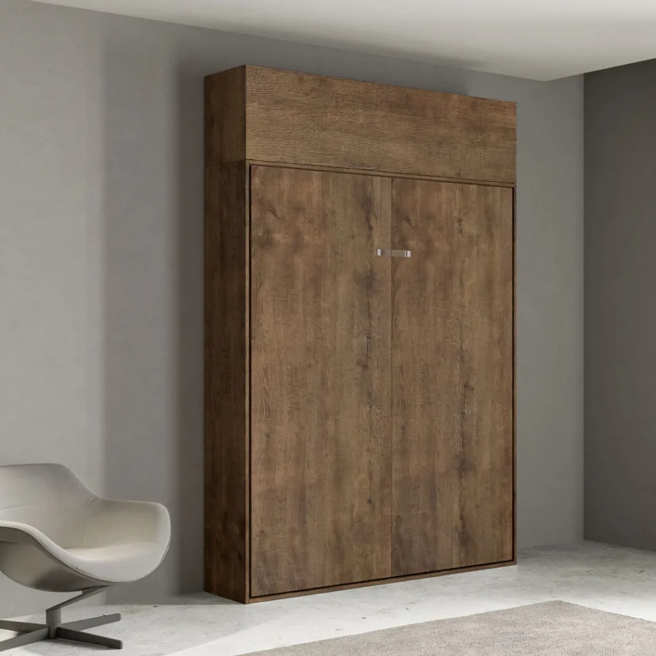 Lit français escamotable vertical avec unité murale - Magicompare Viadurini