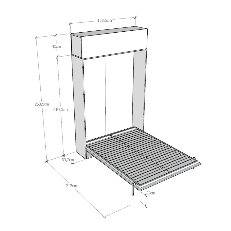 Lit français escamotable vertical avec unité murale - Magicompare Viadurini
