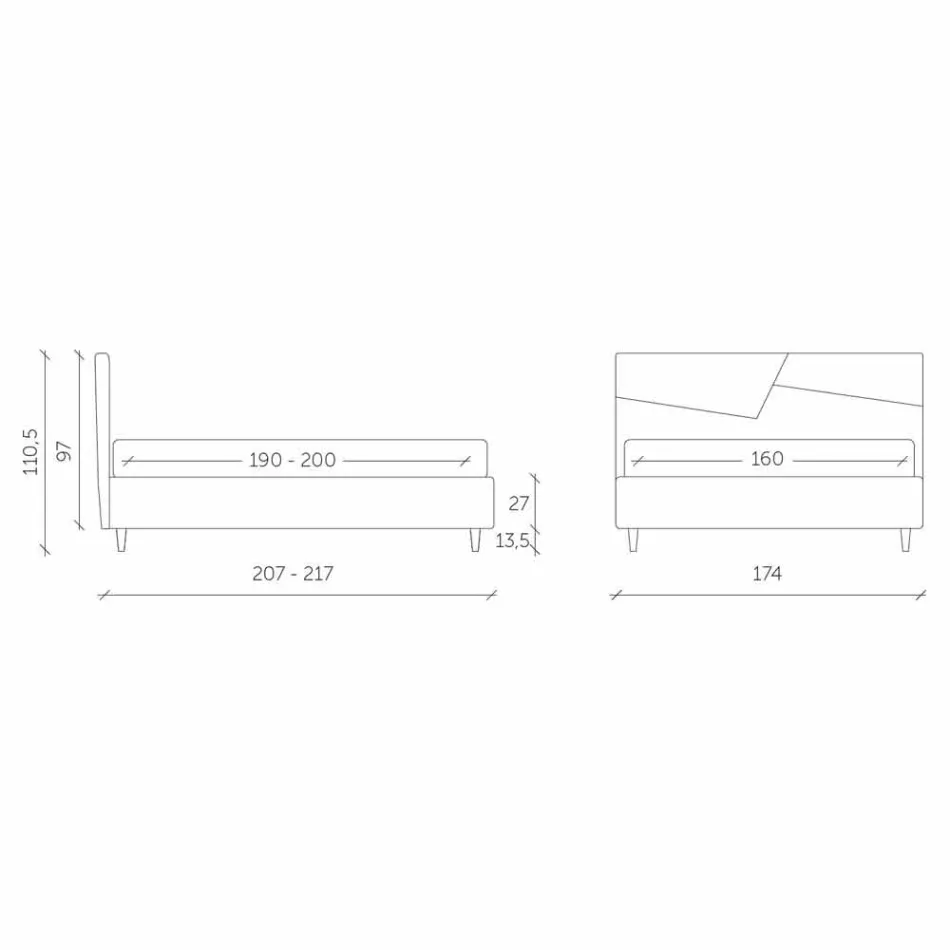 Lit avec double conteneur rembourré en similicuir Made in Italy - Raggino Viadurini