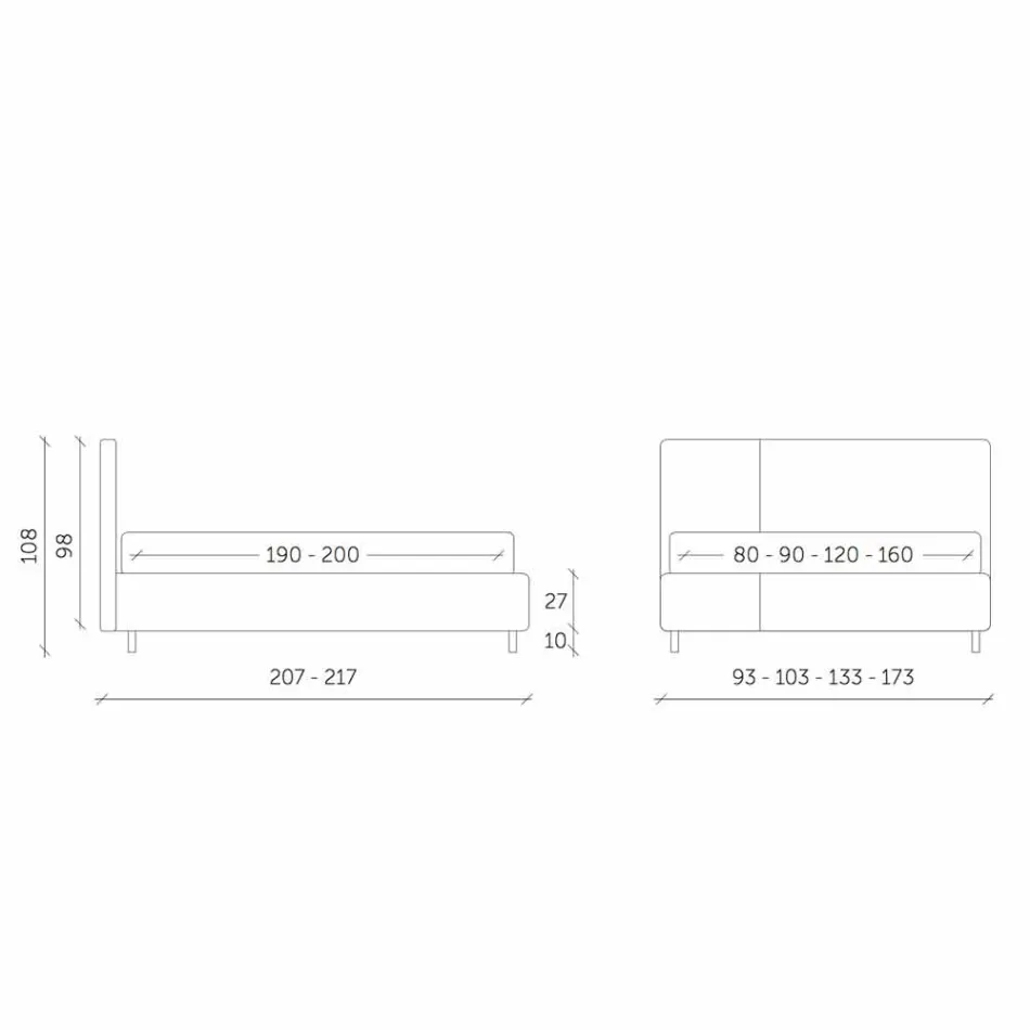 Lit avec double récipient en cuir écologique bicolore fabriqué en Italie - Jasmin Viadurini