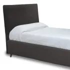 Lit simple avec tête de lit en tissu fabriqué en Italie - Fiuto Viadurini
