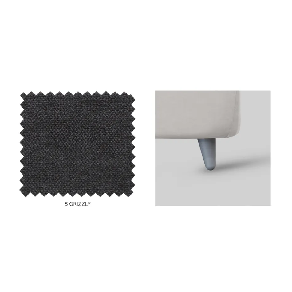 Lit simple avec tête de lit en tissu fabriqué en Italie - Fiuto Viadurini