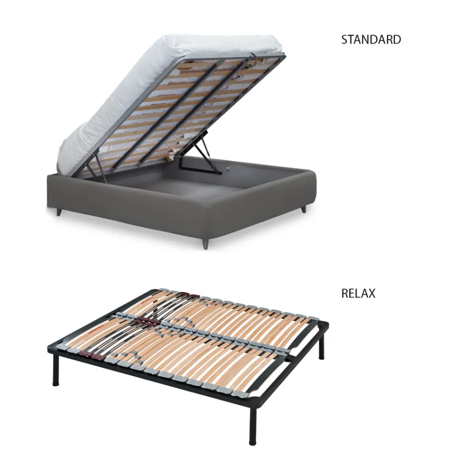 Lit simple avec tête de lit en tissu fabriqué en Italie - Fiuto Viadurini