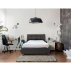 Lit double avec tête de lit et pieds rembourrés Made in Italy - Aaron Viadurini