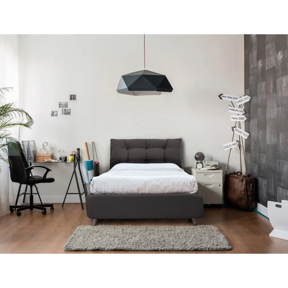 Lit double avec tête de lit et pieds rembourrés Made in Italy - Aaron Viadurini