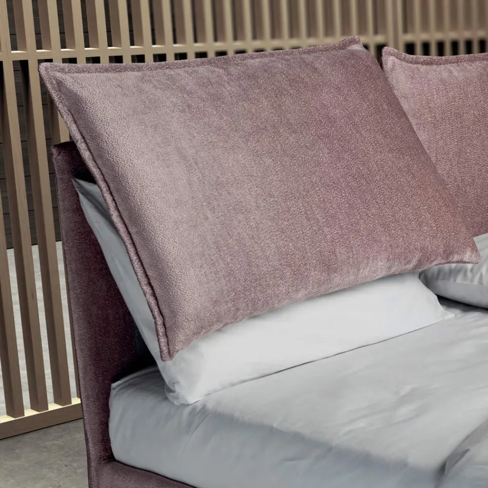 Lit Double 160x190 avec 2 Coussins Moelleux avec Volant Périmétrique - Ernesta Viadurini