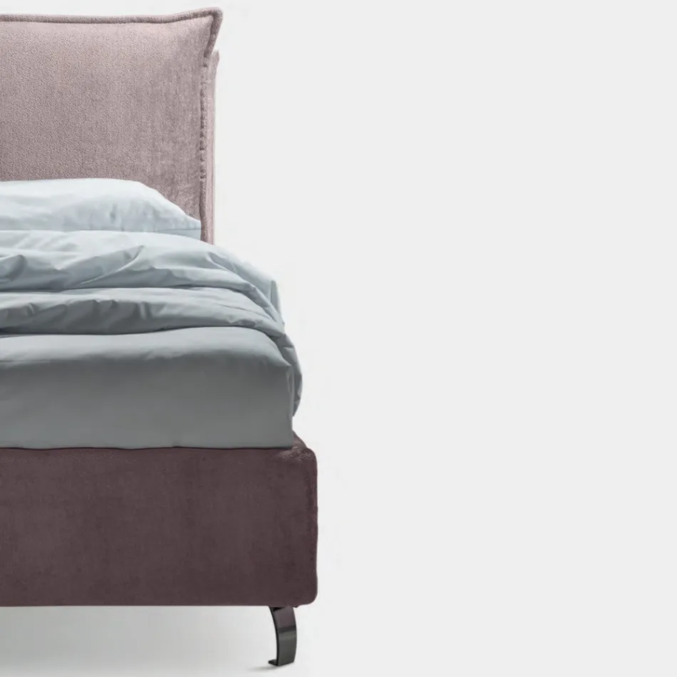 Lit Double 160x190 avec 2 Coussins Moelleux avec Volant Périmétrique - Ernesta Viadurini