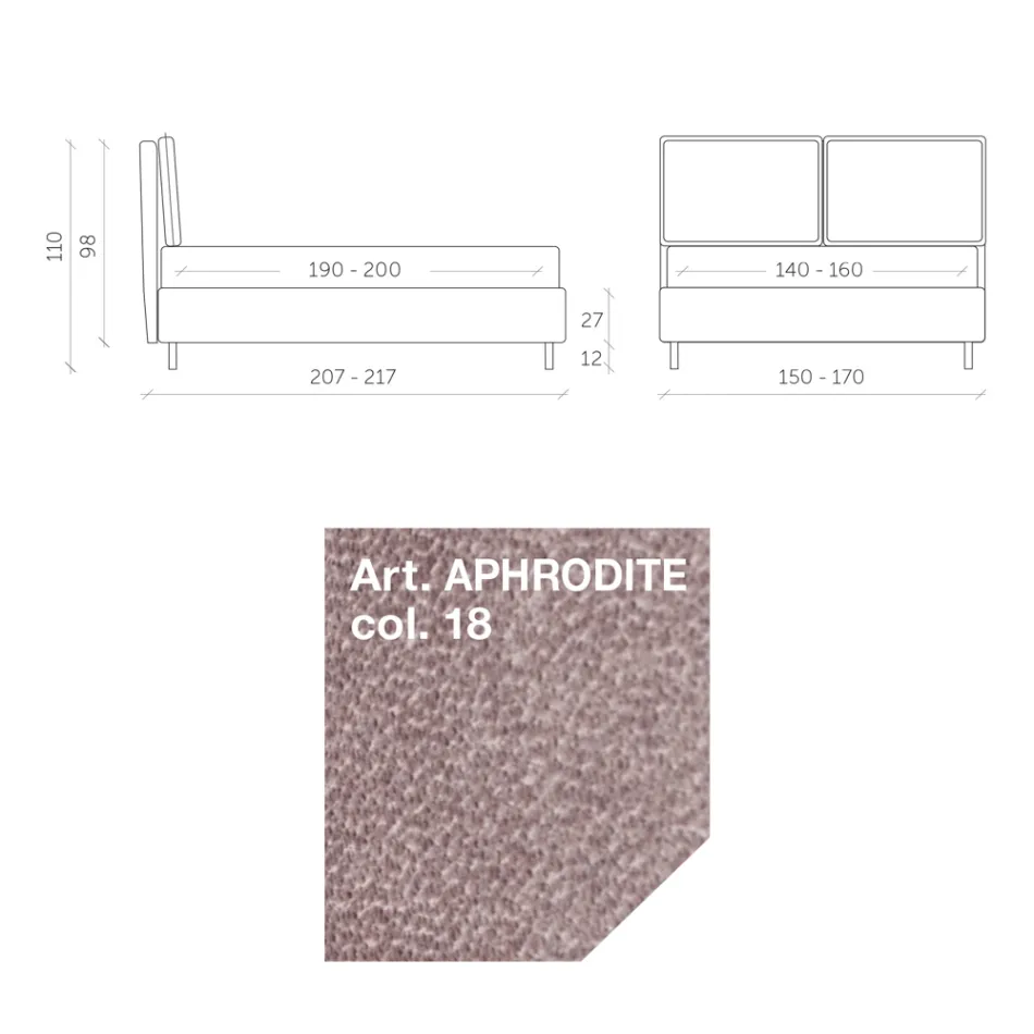 Lit Double 160x190 avec 2 Coussins Moelleux avec Volant Périmétrique - Ernesta Viadurini