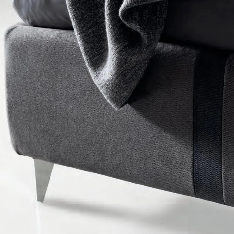 Lit Double 160x190 avec 2 Bandes Bicolores Verticales et Parallèles - Paolo Viadurini