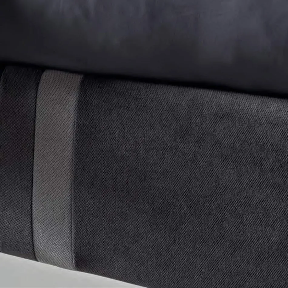 Lit Double 160x190 avec 2 Bandes Bicolores Verticales et Parallèles - Paolo Viadurini