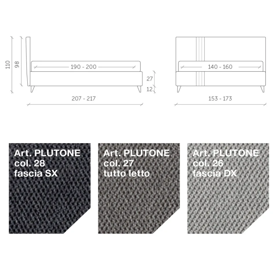 Lit Double 160x190 avec 2 Bandes Bicolores Verticales et Parallèles - Paolo Viadurini