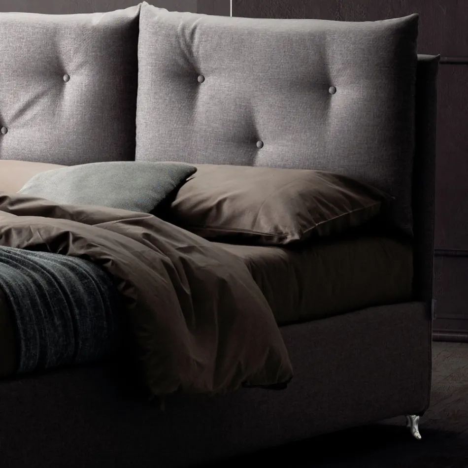 Lit Double 160x190 avec Boutons Décoratifs dans les Coussins - Rayons Viadurini