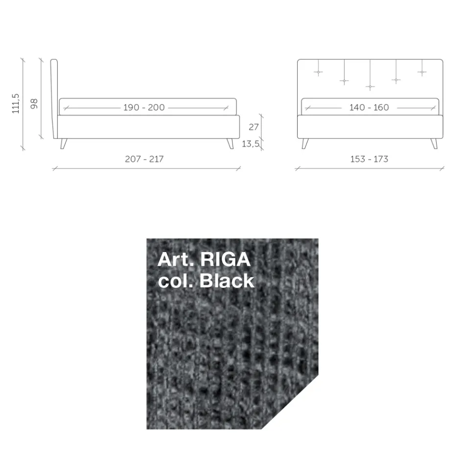 Lit Double 160x190 avec Cordons Verticaux en Relief - Masque Viadurini