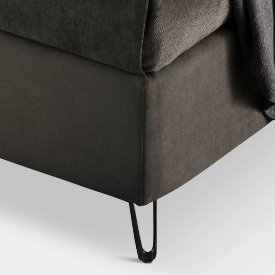 Lit Double 160x190 avec Rembourrage avec Profils Verticaux Cordés - Nices Viadurini