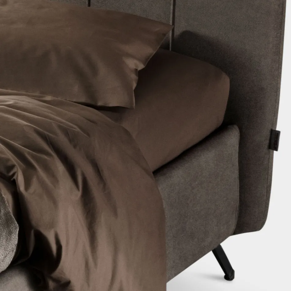 Lit Double 160x190 avec Rembourrage avec Profils Verticaux Cordés - Nices Viadurini