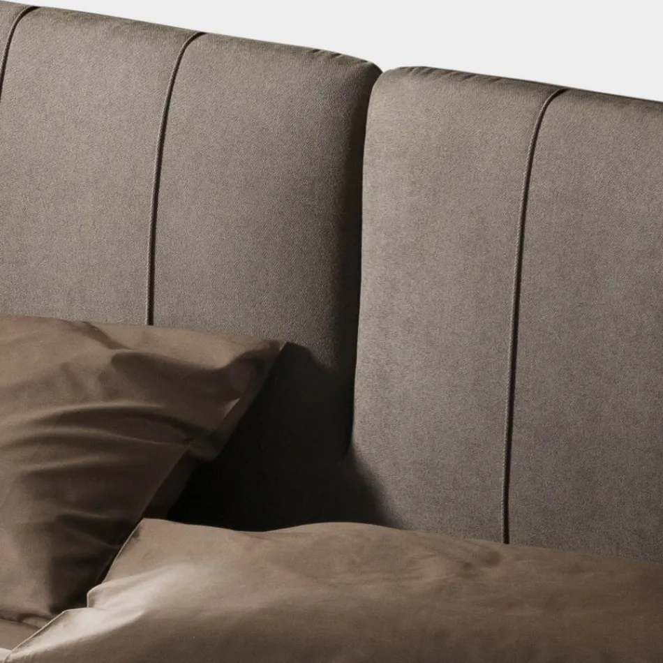 Lit Double 160x190 avec Rembourrage avec Profils Verticaux Cordés - Nices Viadurini