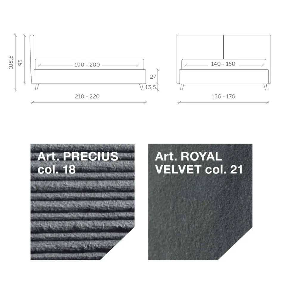 Lit Double 160x190 avec Rembourrage en Forme de Coussin - Brezze Viadurini