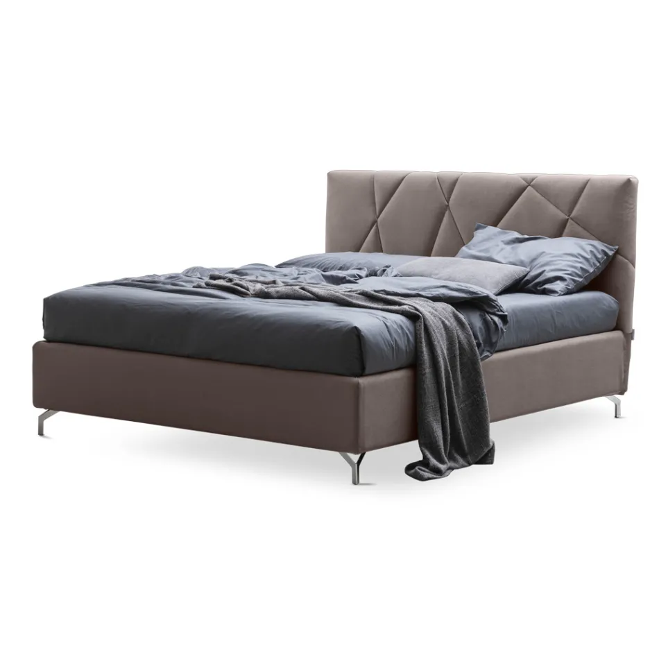 Lit Double 160x190 avec Finition Matelassée Géométrique - Ciottolino Viadurini