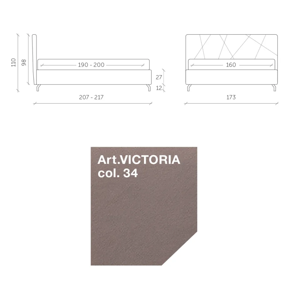 Lit double 160x190 avec matelassage géométrique - Ciottolino Viadurini