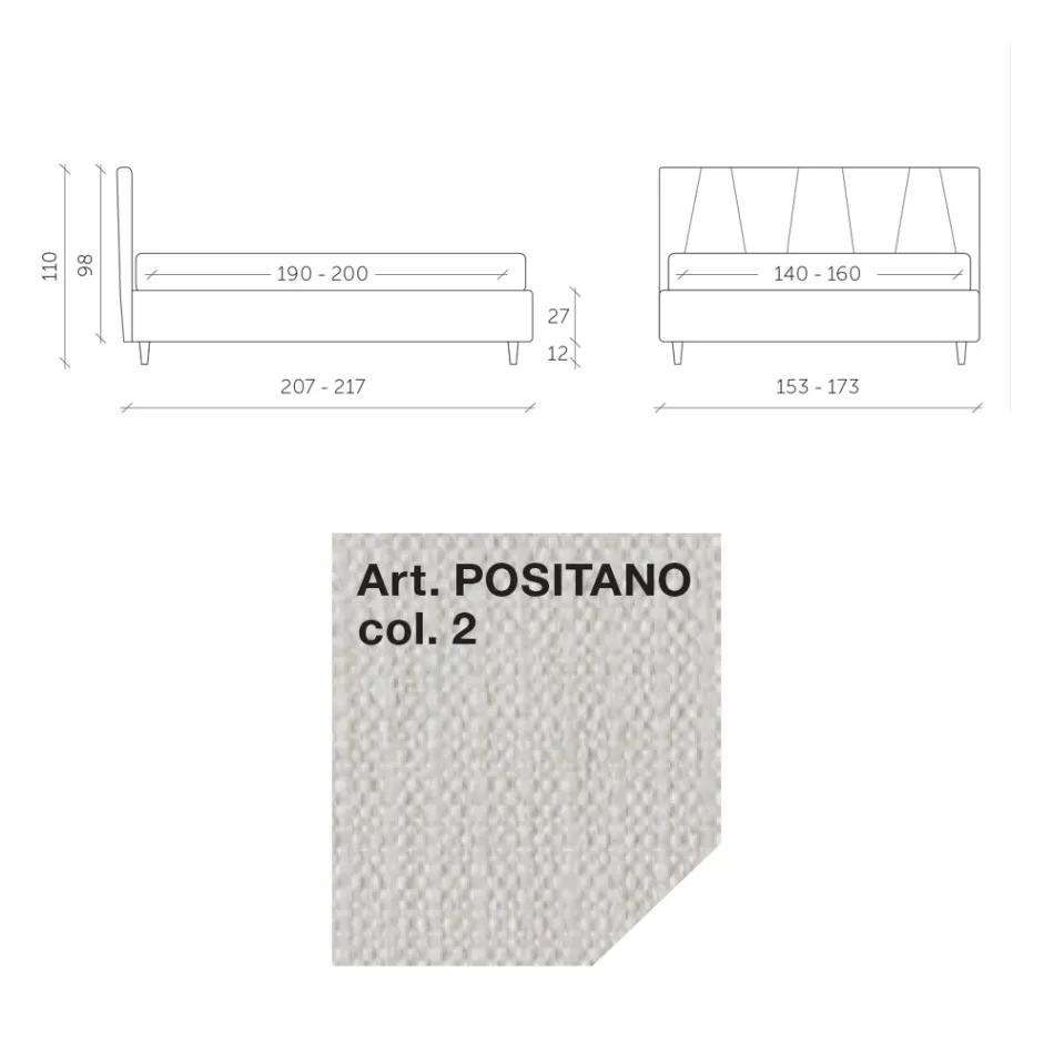 Lit double 160x190 avec profils obliques en tête de lit - Euforie Viadurini
