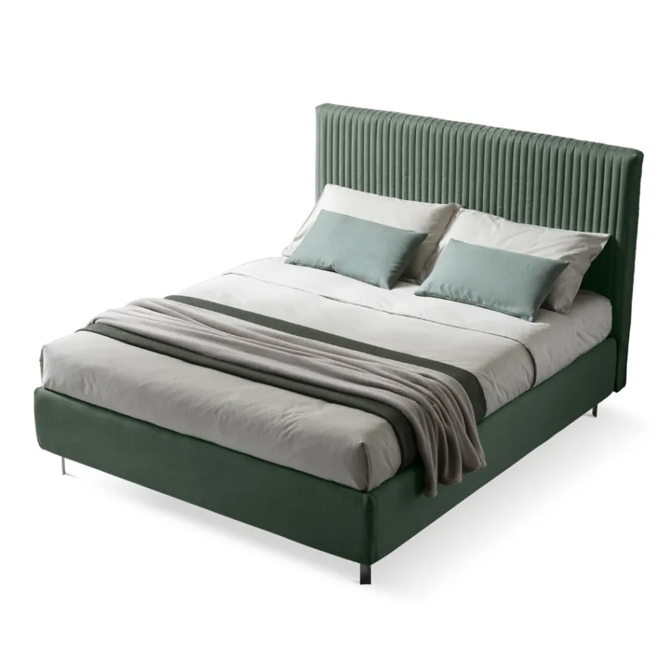 Lit double 160x190 avec matelassage à bandes étroites multi-rayures - Meduse Viadurini