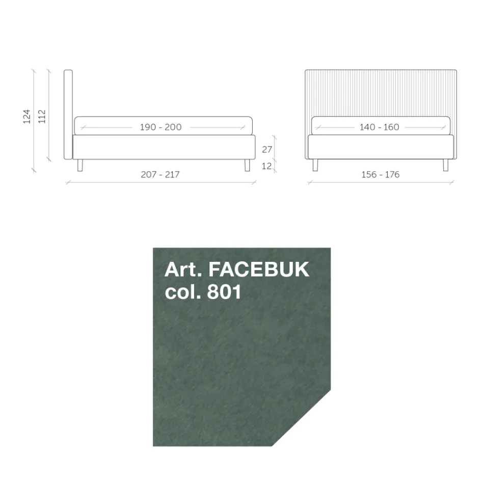 Lit double 160x190 avec matelassage à bandes étroites multi-rayures - Meduse Viadurini