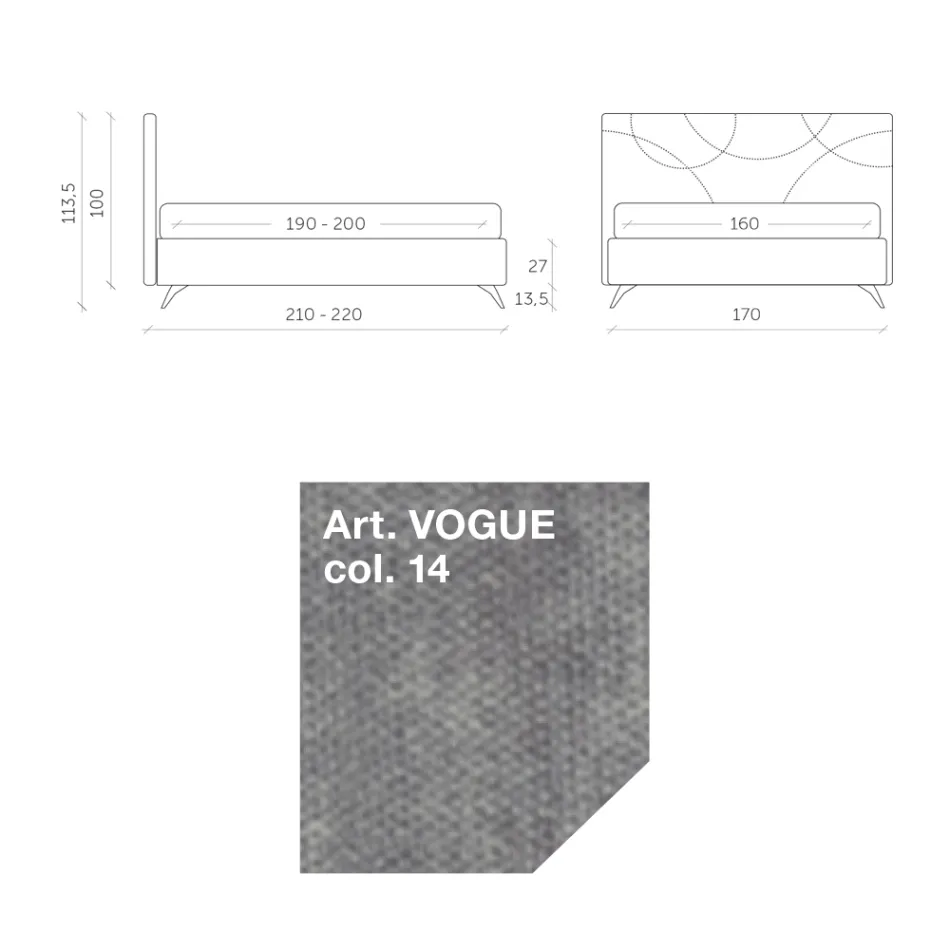 Lit Double 160x190 avec Matelassage Courbes Croisées - Tournesol Viadurini