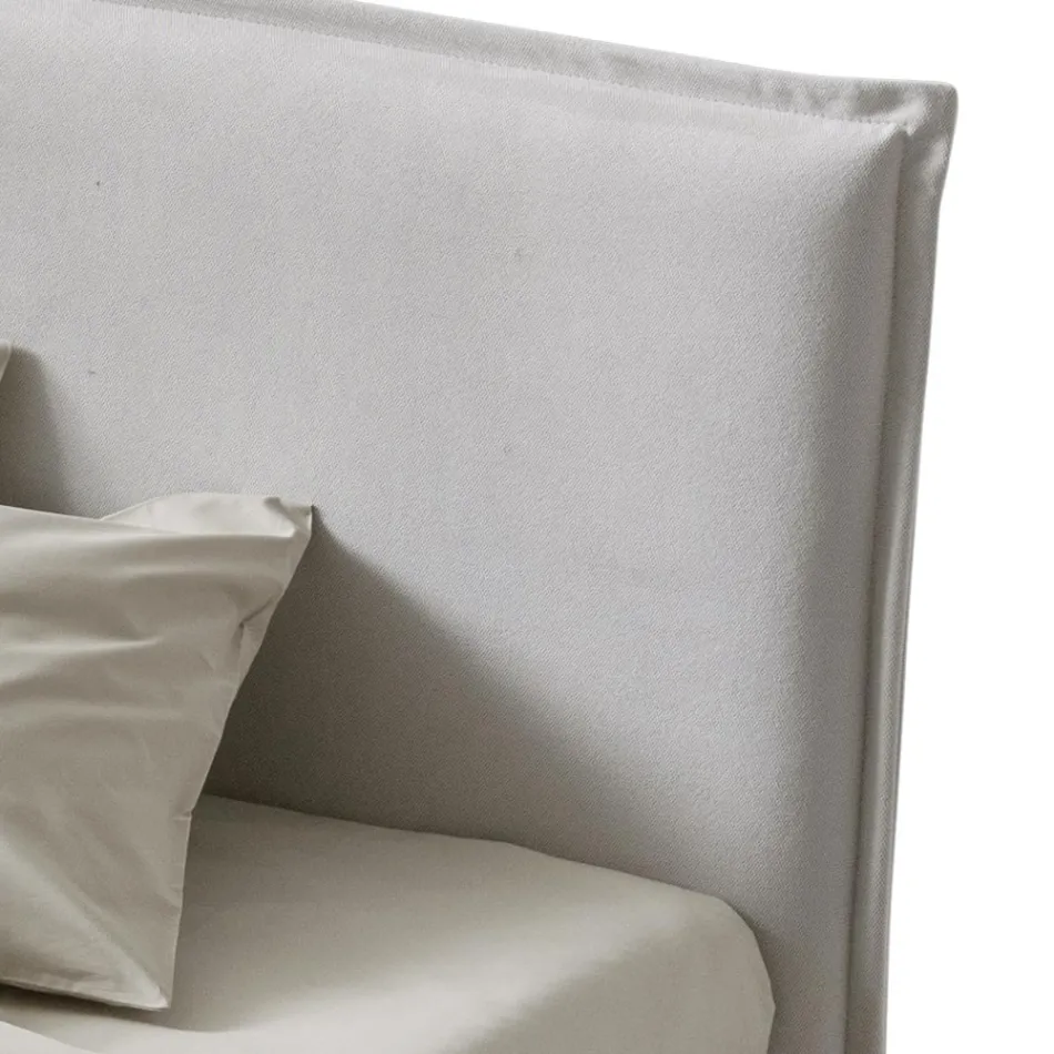 Lit Double 160x190 en Tissu avec Pieds en Métal Fabriqué en Italie - Dreams Viadurini