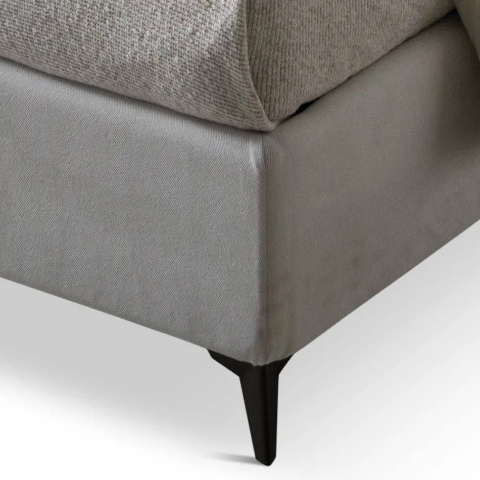 Lit Double 160x190 en Tissu avec Pieds en Métal Fabriqué en Italie - Dreams Viadurini